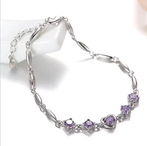 925 Sterling Silver Bracelet with Crystal Zircon for women/ladies - Picture 1 of 6
