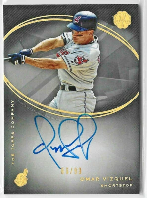2016 Topps The Mint Gem 10 Autographs—Omar Vizquel, Cleveland Indians—#66/99 - Image 1 of 2
