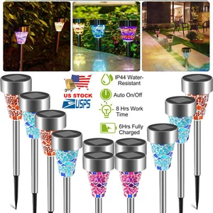 6/12 PACKS Garden LED Solar Pathway Lights Waterproof Outdoor Solar Lawn Lights - Picture 1 of 14