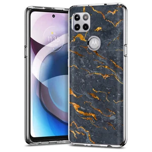 TalkingCase Slim Case for Motorola One 5G Ace, Black Gold Marble Print, USA - Picture 1 of 7