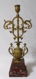 Victorian Era Aesthetic Period Marble Base Ornate Candleholder Mantle Luster - Picture 1 of 7