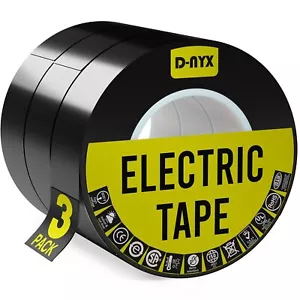 3 Pack Extra Long Vinyl Electrical Tape Rolls Waterproof Flame Heat 3/4 in x 66 - Picture 1 of 9
