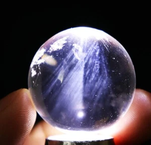 31mm Natural Blue Angel Feathers Clear Quartz Crystal Stone Sphere Ball Healing - Bild 1 von 17