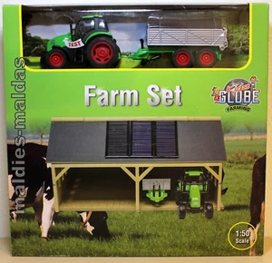 Kids Globe Farm Set Traktor mit Scheune 610048  1:50 NEU/OVP Bauernhof Bulldog - Bild 1 von 8