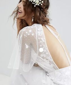Embroidered Butterfly Sleeve Wedding Dress, ASOS Edition, Size 10 / M