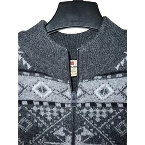 Chaleco Woolrich Grande 100% Lana Fair Isle Cremallera Nórdica Años 90 Y2K De Colección Gris Negro - Imagen 1 de 10