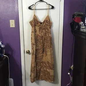Speed Control New York Spaghetti Strap Sundress Boho Size XL Yellow Brown - Picture 1 of 8