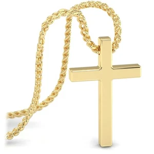 Gold Chain Men Cross - 60cm for with Christian Crucifix Christmas Wedding Gif... - Picture 1 of 7