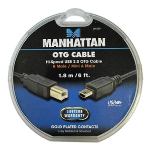 391139 Manhattan Computer OTG Cable Hi Speed USB 2.0 B Male / Mini A Male 1.8m/6 - Foto 1 di 1