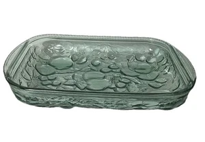 "Cazuela de vidrio verde fruta Libbey Orchard de colección a prueba de horno plato para hornear 9""x13""" - Imagen 1 de 9