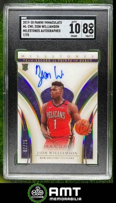 2019-20 帕尼纯洁锡安威廉姆森里程碑 7/25 SGC 8 遥控签名 10 — 第 1/3 张图片