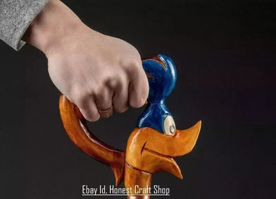 Bastón de madera tallado a mano bastón para caminar hecho a mano para hombres mujeres mejor regalo C Foto 1 de 4