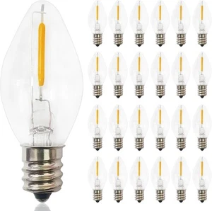 C7 LED Christmas Replacement Bulbs, 25 Pack Clear Light - Picture 1 of 7