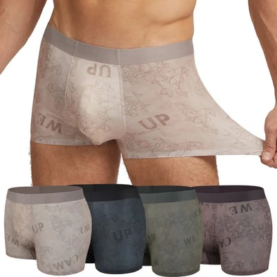 PACOTE COM 4 cuecas boxer retrô masculinas leves baús shorts confortáveis - Imagem 1 de 4