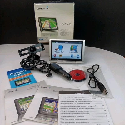 Garmin Nuvi 1450 5” Touchscreen GPS Navigation w/ Car Charger & Mount Bundle - Image 1 of 4