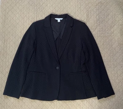 Old Navy 单扣西装外套夹克女式 L 码黑色绒波尔卡圆点  — 第 1/4 张图片