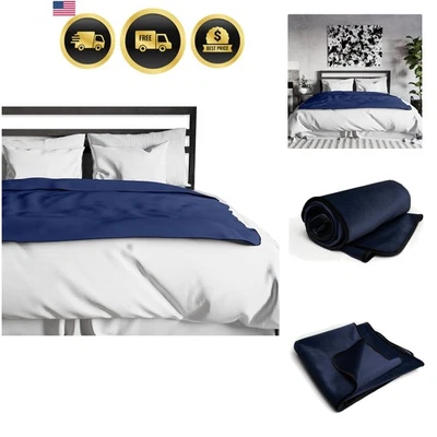 Decor Fascinator Throw Moisture Proof Sensual Blanket Indigo Microvelvet - Image 1 of 4