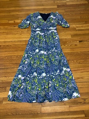 Wayward фантазии eShakti женское платье размер маленький синий цветочный макси Flowy карманы - Изображение 1 из 4