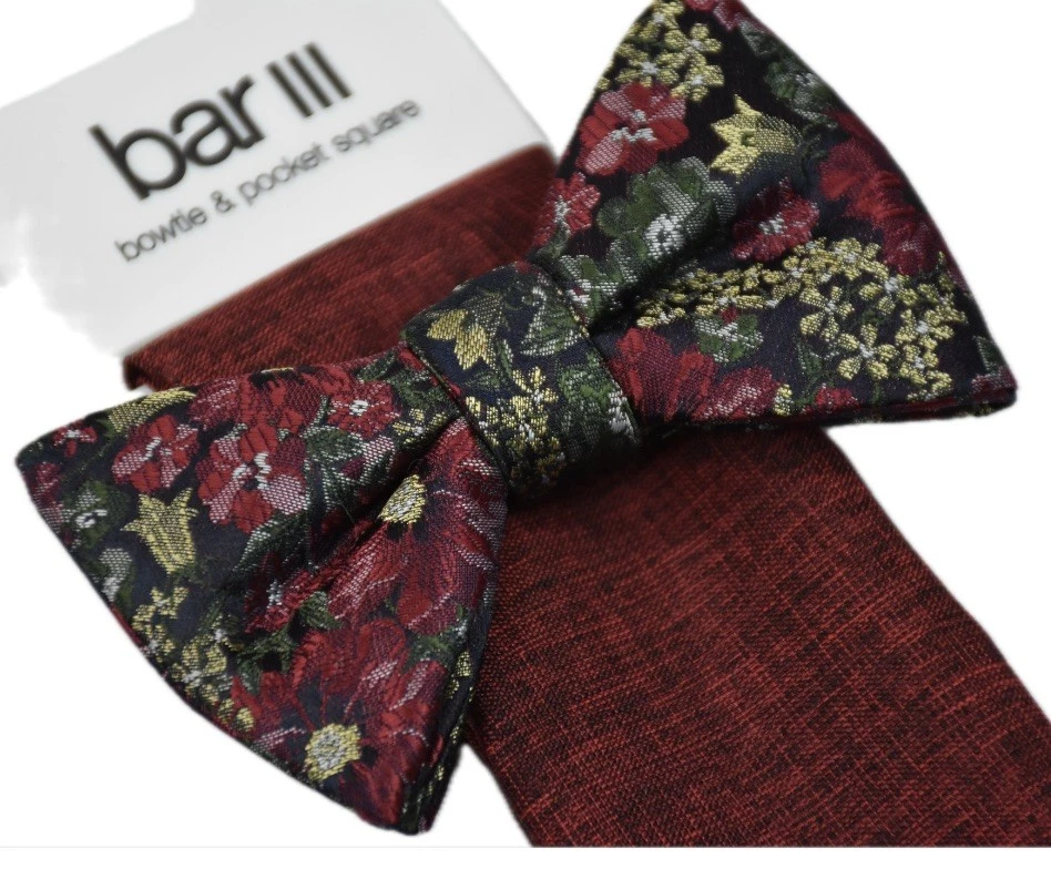 Juego de corbata cuadrada de bolsillo con pajarita Milan de 2 piezas Bar III para hombre nueva 13S22-3008 Foto 1 de 3