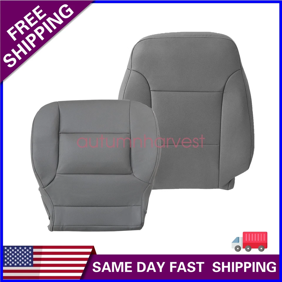 For 2014-2019 Chevy Silverado 1500HD 2500HD Driver Bottom & Top Seat Cover Gray - Изображение 1 из 4