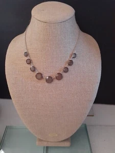 Collana placca argento brillante quarzo fumè - Foto 1 di 7