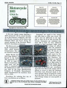 Ranto Cachet US FDC #4085-88 on 1899 Unoffic Souv Page American Motorcycles 2006 - Picture 1 of 2