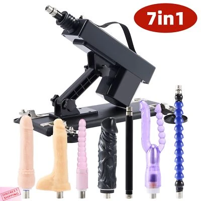 Auto Masturbator Sex Love Machine Multispeed Dildo with 7 Attachments Adult Toy - Image 1 of 4