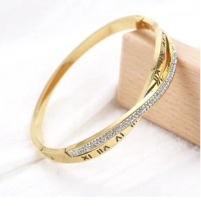 18K Gold Plated Zircon Bangle in Gift Box - 24 Hour Dely option - Picture 1 of 4