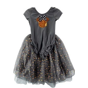 Disney Minnie Mouse Black & Orange Reverse Sequin Halloween Skirt & Leotard Set - Picture 1 of 8
