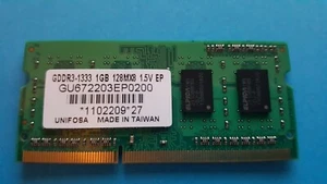 RAM Unifosa GU672203EP0200 1GB DDR3 10600 1333MHz CL9 Por PC Portable - Photo 1/1