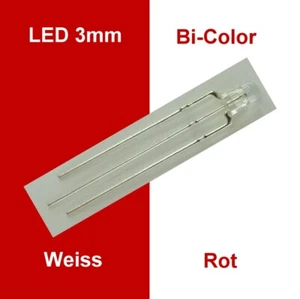 LED 3mm Weiß Rot klar Bi Color 3-Pin gem.Anode Lichtwechsel Wendezug F10/3 - Picture 1 of 1