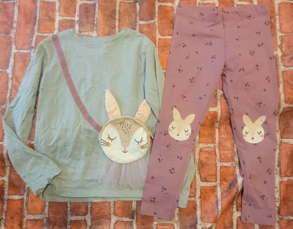 Conjunto de conejito Next Direct Girls talla 6/7 6 7 nuevo sin etiquetas camisa tiene cartera adjunta  Foto 1 de 1