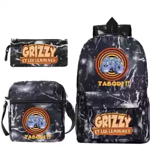 Grizzy und Les Lemmings Schulrucksäcke Schüler Schultasche 3er Set Rucksack - Bild 1 von 54