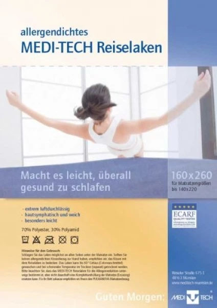 Meditech Reiselaken 180x260 cm silbergrau