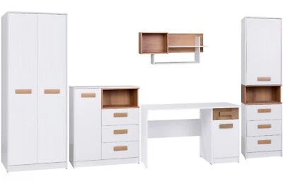 GUSTAVO Kinderzimmer Set 5-teilig Weiß Möbel Jugendzimmer Komplett - Bild 1 von 4