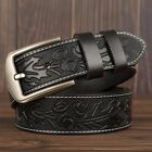 Buy Luxury Hand Crafted Hand Tool Black Leather Belt 100% Genuine Indian Leather