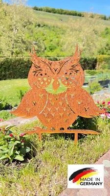 Gartenstecker kleine Eule aus Metall, 33 cm hoch, Gartendeko, ostern, Edelrost - Bild 1 von 3