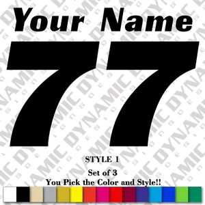 MOTOCROSS NUMBER PLATE DECALS CUSTOM NAME MX STICKERS ATV BMX RACE DIRT BIKE CAR - Picture 1 of 7