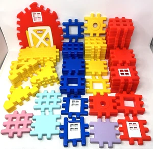 Little Tikes 4" Wee Waffle Blocks 60+ pc lot Bright Primary Red Yellow & Blue - Picture 1 of 3