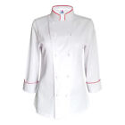 Simple Blanc Couleur Rose Passepoil Chef Manteau Polycoton Size XL 42 Pour Femme