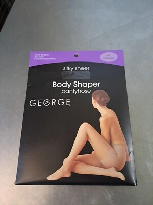 George Body Shaper PANTYHOSE Nylons NAVY Med/Tall Sandalfoot Control Top NEW - Image 1 of 2