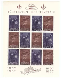 LIECHTENSTEIN SC.316a LORD BADEN-POWELL & 60TH ANNIV. OF BOY SCOUTS S/S MNH BK2 - Picture 1 of 1