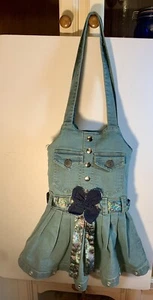 The Pyramid Collection Denim Bag 27”, PF 6159-Teal W/Cute Denim Flower and Belt - Picture 1 of 12