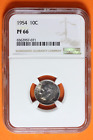 1954 Toned NGC PF66 Silver Roosevelt Dime 10c #B38821