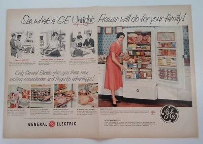 Anuncio impreso General Electric original raro de colección años 50 congelador andadores ginebra Campbell S Foto 1 de 4