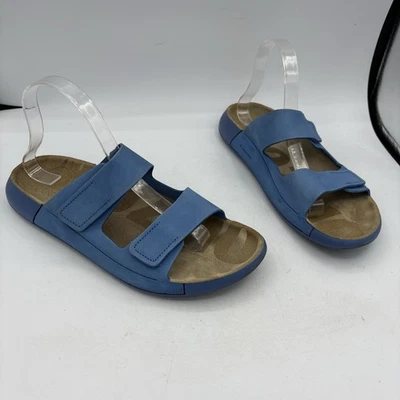 Ecco 凉鞋女式 10 码 10.5 Cozmo 滑动蓝色休闲 2 带液体鞋型 — 第 1/4 张图片