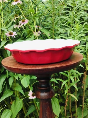 Gres Bialetti, Cerámica, Plato para Pastel de 9", Horno a Mesa - Color Rojo y Beige Foto 1 de 4