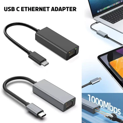 USB C to RJ45 Ethernet Adapter 100M Gigabit LAN Network Converter for MacBook - Image 1 of 4