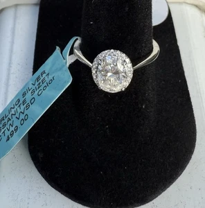 Neu mit Etikett Moisannit Sterlingsilber Solitär Heiligenschein Ring, Größe 7.   1.61 CTW VVSI - Bild 1 von 5