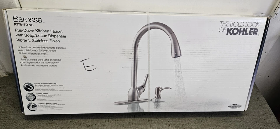 Kohler R776-SD-VS Barossa Stainless Steel Single-Handle Pull-Down FAUCET NEW  - Image 1 of 1